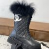 Chanel Quilted Boots Fur Top.